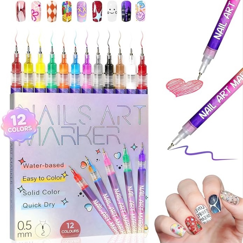 Nail Art Marker Set - 12 Colors